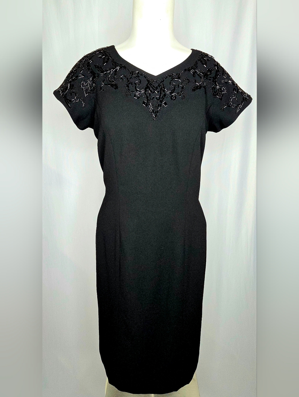 Marianna Beaded Black Cocktail Dress 6 Mother of Bride Wedding Guest Macy's NWOT